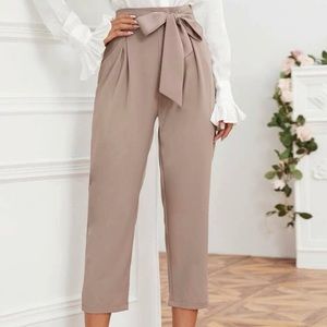 SHEIN Tie Front Cropped Tailored Pants 4